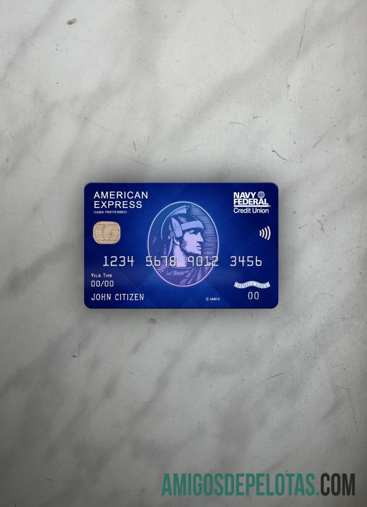 Banco Federal da União da Marinha dos EUA AMEX Blue Cash Preferred Photolook Front exemplo real